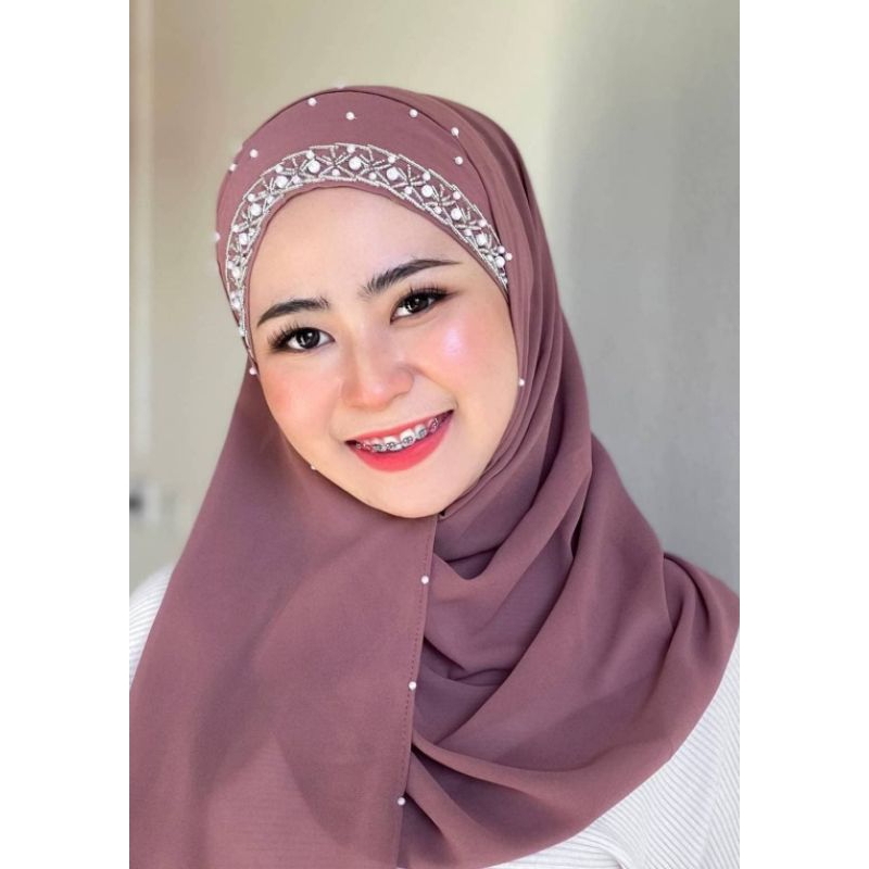 Veils 169 บาท ผ้าคลุมผม ผ้าคลุมผมมุสลิม  ผ้าคลุมสวมสำเร็จ หน้าเดียว ปักเลื่อม Muslim Fashion