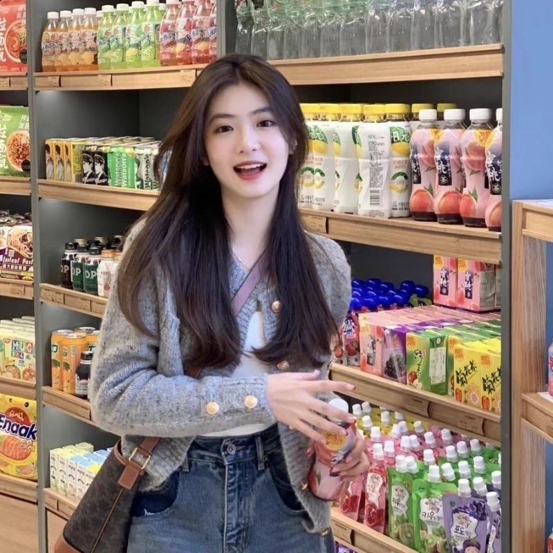 FUFFY 💜🥰 076เสื้อไหมพรมคาร์ดิแกน รุ่น simple