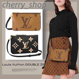 🍒หลุยส์วิตตอง Louis Vuitton DOUBLE ZIP POCHETTE handbag🍒สตรี/กระเป๋าสะพายข้าง/กระเป๋าสะพายโซ่🍒