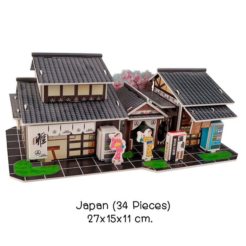 (Street Food Viewพร้อมส่ง 4 แบบ) 3D Puzzle Asian Series โมเดลกระดาษ บรรยากาศตลาดในประเทศต่างๆ - รูปที่ 2