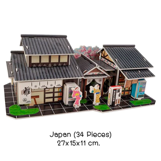 (Street Food Viewพร้อมส่ง 4 แบบ) 3D Puzzle Asian Series โมเดลกระดาษ บรรยากาศตลาดในประเทศต่างๆ