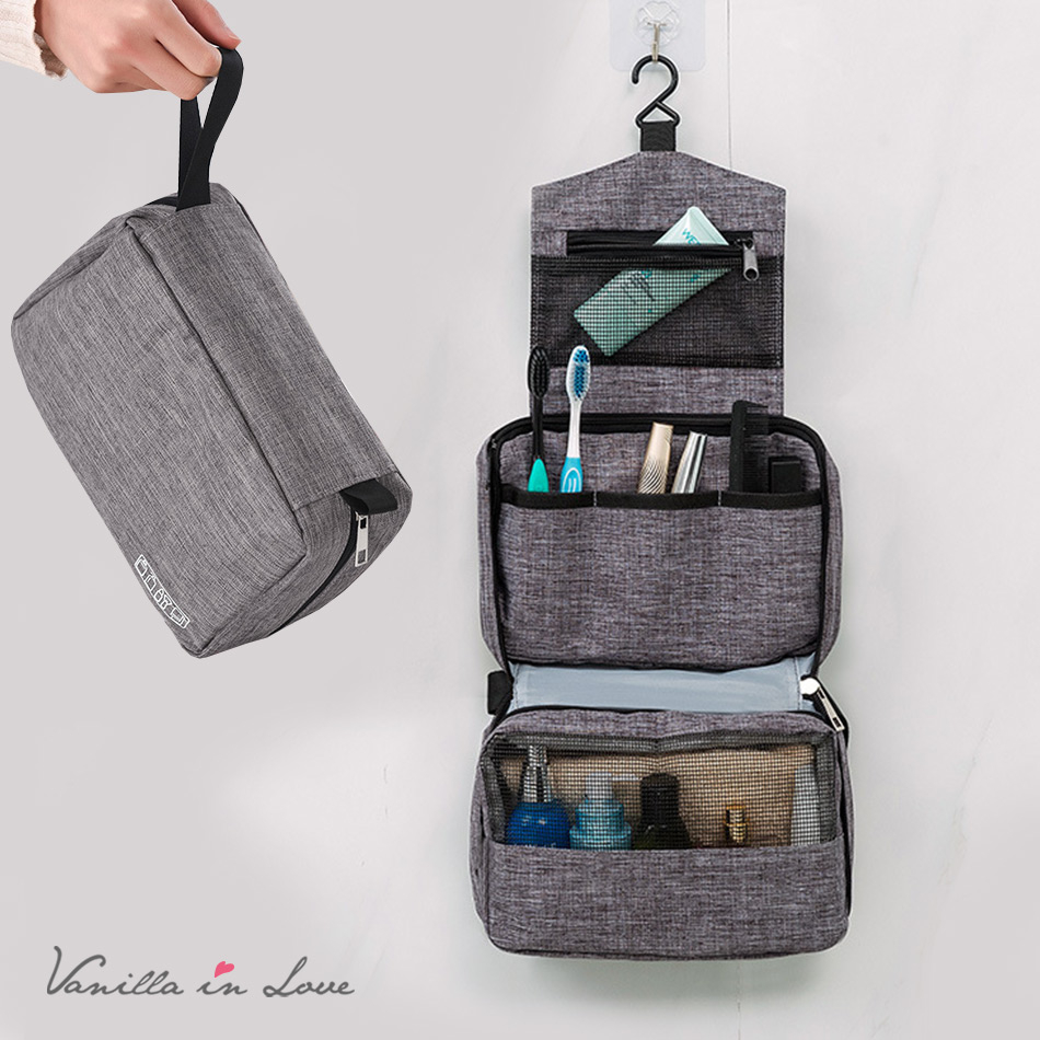 BG21 กระเป๋าอาบน้ำ toiletries bag ขนาดพกพา พร้อมตะขอแขวน