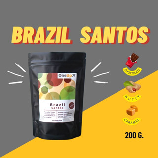 OneUp เมล็ดกาแฟคั่ว กาแฟบราซิลคั่ว Brazil Santos Coffee Beans Roasted หนัก 200 กรัม บดฟรี! [พร้อมส่ง]