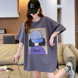 เสื้อแขนสั้นOversize คอกลมสกีนลาย  ผ้าคอตตอลอย่างดี สินค้าพร้อมส่งในไทย