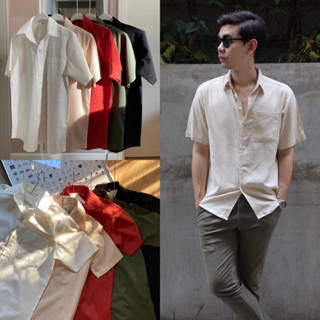 เข้าเพิ่มแล้วครับ คอปกแขนสั้น ผ้าLinen100%