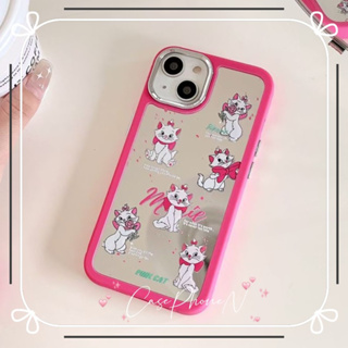 🔥สไตล์ใหม่🔥เคสไอโฟน iphone 11 14 Pro Max น่ารัก แมวน้อยสีขาว แบบกระจก ขอบเต็ม เคส iphone 12 13 Pro Case for iPhone