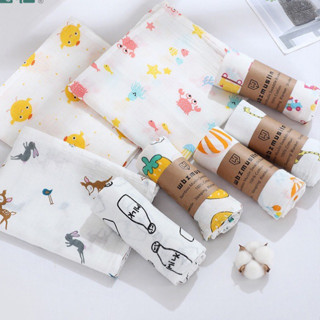 [พร้อมส่ง]ผ้าห่อตัวเด็ก/ผ้สคลุม/ผ้าห่มนอน 🦊34ลาย🐰มัสลินcotton100% ขนาด110x110โดยประมาณ