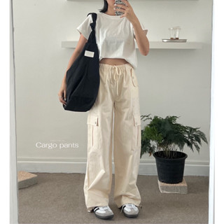 กางเกงคาร์โก้ cargo cream black