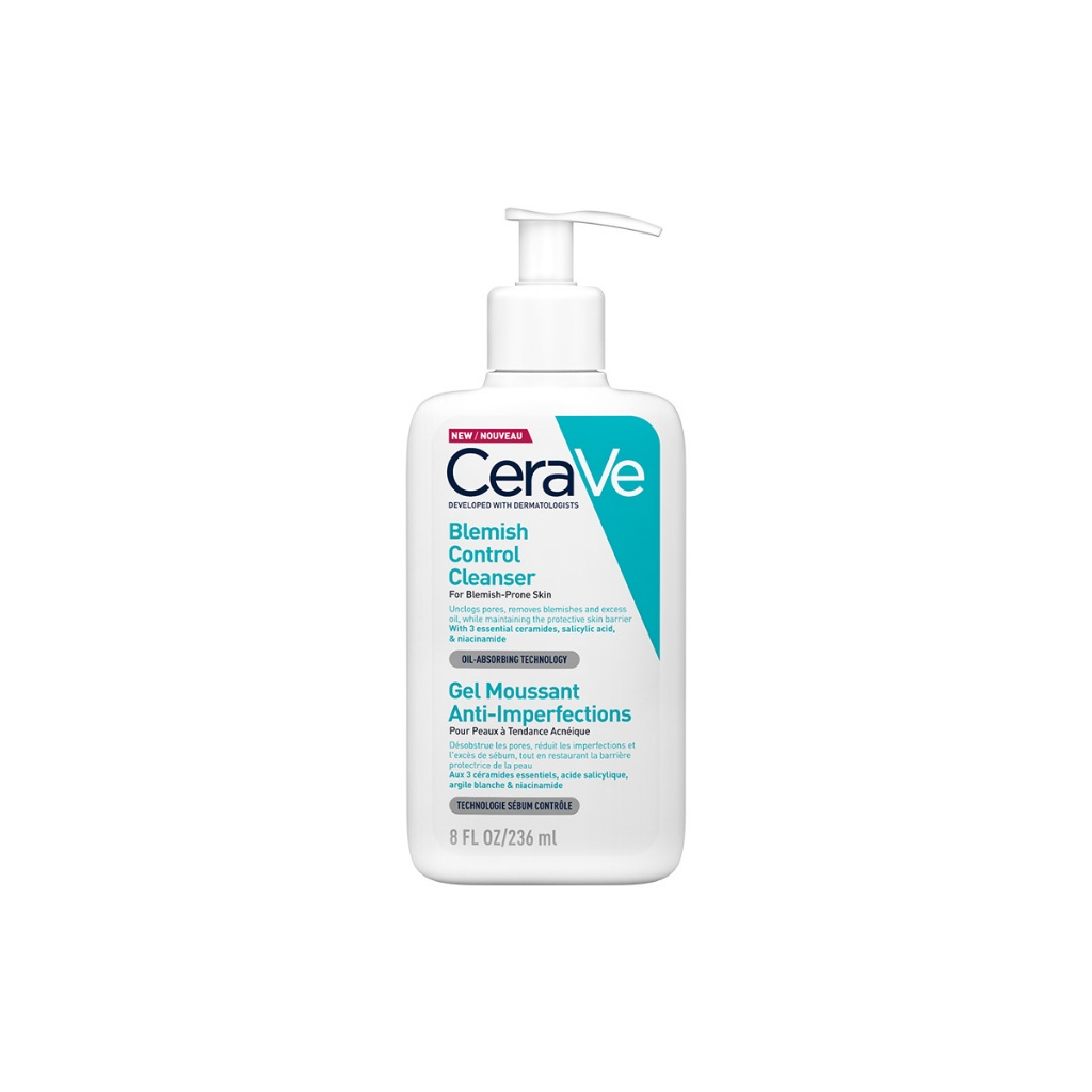 Cerave Blemish Control Cleanser 236 ML เจลทำความสะอาดผิวหน้า สูตรสำหรับผิวเป็นสิวง่าย 236 มล.