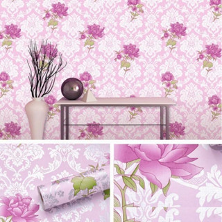 วอลเปเปอร์ wallpaper  sticker ขนาด 45x900 cm. วอลเปเปอร์ติดผนังบ้าน ผนังห้องน้ำ แถมฟรีไม้รีด ติดง่าย มีกาวในตัว