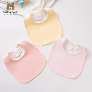 ผ้ากันเปื้อนเด็ก ทรงไข่ Bibs สีพื้น Minimal [พร้อมส่ง] ผ้าซับน้ำลายเด็กCottonมีกระดุมติด ซับน้ำได้ดี