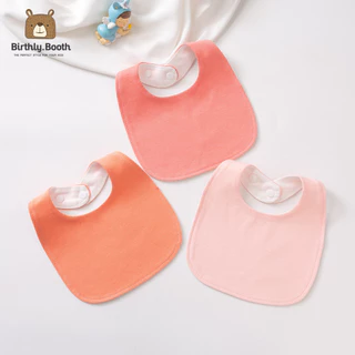 ผ้ากันเปื้อนเด็ก ทรงไข่ Bibs สีพื้น Minimal [พร้อมส่ง] ผ้าซับน้ำลายเด็กCottonมีกระดุมติด ซับน้ำได้ดี