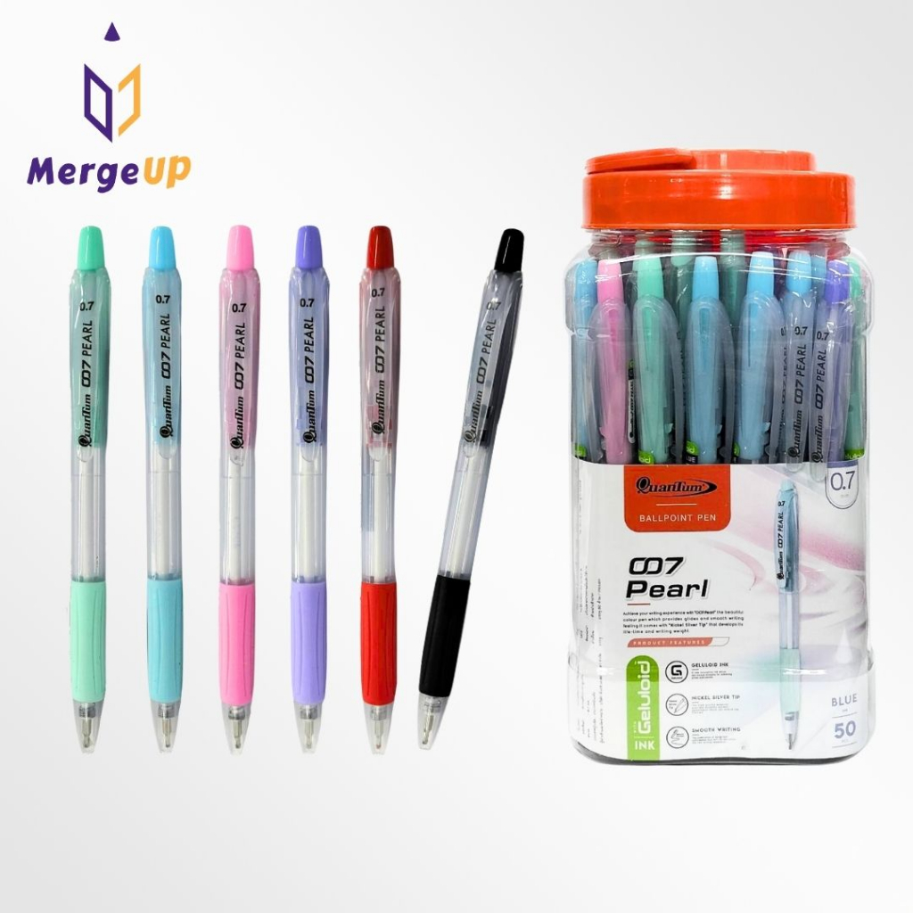 ปากกาลูกลื่น 0.7 007 PEARL QUANTUM ปากกาลูกลื่น หมึกน้ำเงิน หมึกแดง หมึกดำ