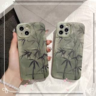 🔥สไตล์ใหม่🔥เคสไอโฟน iphone 11 14 Pro Max สไตล์วรรณศิลป์ ไม้ไผ่ ขอบเต็ม ป้องกันการตก เคส iphone 12 13 Pro Case for iPhone