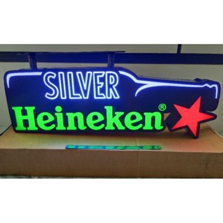 ป้ายไฟไฮเนเก้นซิลเวอร์ งานของแท้ HeinekenSilver กว้าง80 ยาว26 หนา 8 ซม.