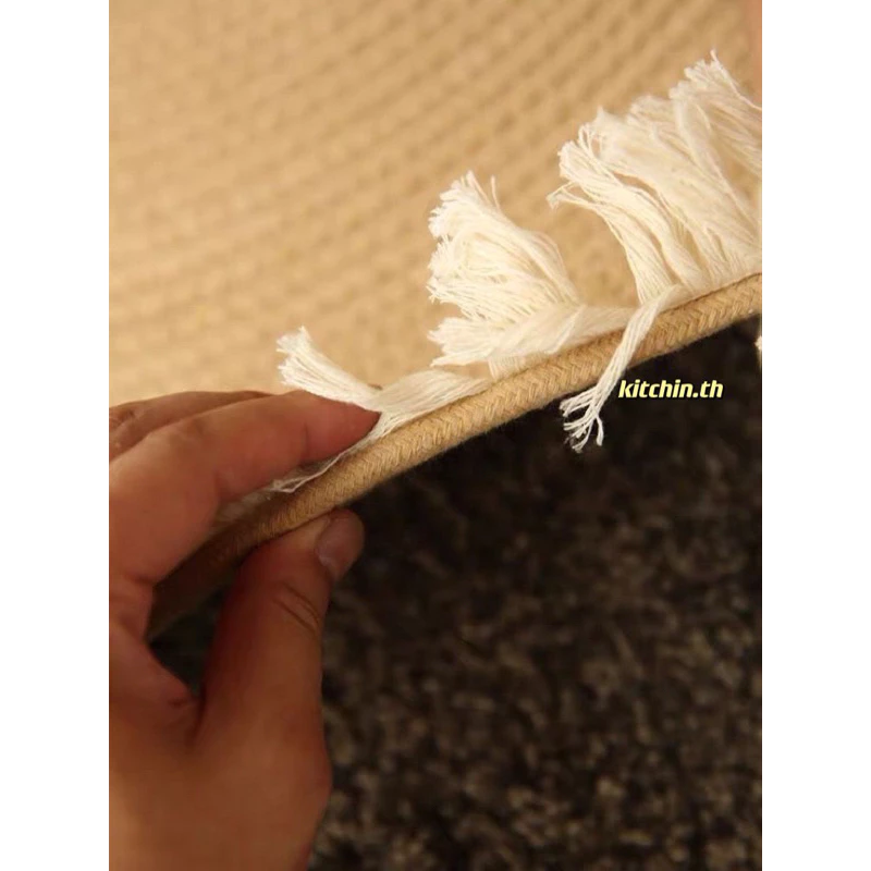 พรมแต่งบ้าน ของแต่งบ้านสไตล์มินิมอล พรมวงกลมขอบพู่ 100cm thumbnail 4