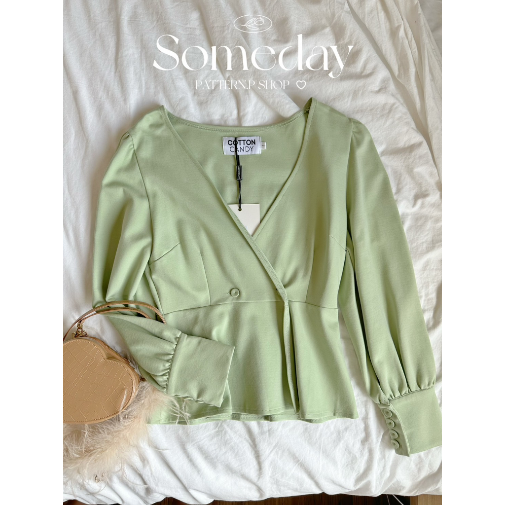 PATTERN.P BL017 : Emma Korea Top เสื้อแฟชั่นแขนยาว ดีเทลสวยตรงตัวเสื้อแบบป้าย โชว์ช่วงอกเบาๆให้ลุคเร