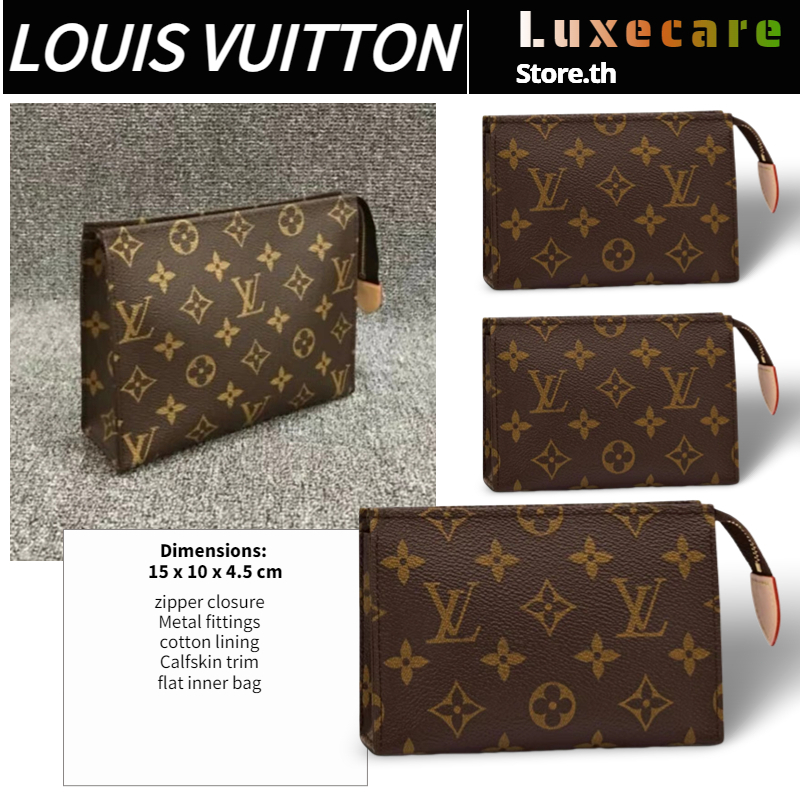 ถูกที่สุด ของแท้ 100%/หลุยส์ วิตตองLouis Vuitton No. 15 wash bag ผู้ชายและผู้หญิง/ทรงเดียวกัน/กระเป๋าคลัช/กระเป๋าสตางค์