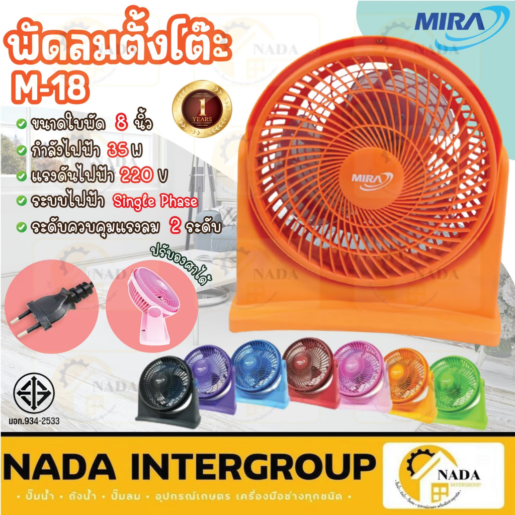 MIRA พัดลม รุ่น M-18 ขนาด 8 นิ้วพัดลมเทอร์โบ แบบตั้งโต๊ะ ขนาดเล็ก มิร่า พัดลมมิร่าเทอร์โบ พัดลม พัดลมตัวเล็ก