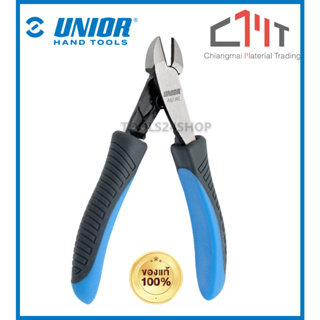 คีมปากเฉียง ด้ามฟ้า-เทา สำหรับช่างอิเลคโทรนิค ขนาด 4.1/2" No.461/4E ยี่ห้อ UNIOR