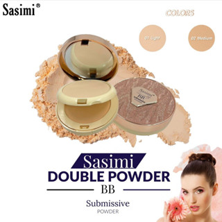 แป้งพัฟ Sasimi BB Powder Submissive Double Powder no.S995 แป้งตลับ 2ชั้น แป้งพัฟเนื้อเนียนบางเบากันน้ำ ติดทนนานตลอดวัน