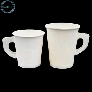 แก้วกระดาษใส่กาแฟร้อน แก้วกาแฟร้อน 6.5 oz. / 8 oz. มีหูจับ สีขาว บรรจุ 50 ใบ