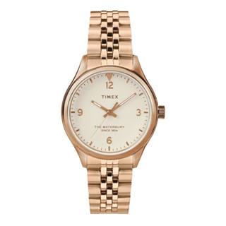 Timex TW2T36500 Waterbury Traditional นาฬิกาข้อมือผู้หญิง สายสแตนเลส Rose Gold-Tone หน้าปัด 34 มม.