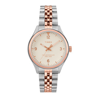 Timex TW2T49200 Waterbury Traditional นาฬิกาข้อมือผู้หญิง สายสแตนเลส Rose Gold-Silver หน้าปัด 34 มม.