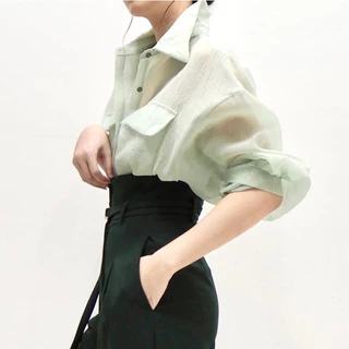 Translucent shirt เสื้อเชิ้ตใยไหมแก้ว