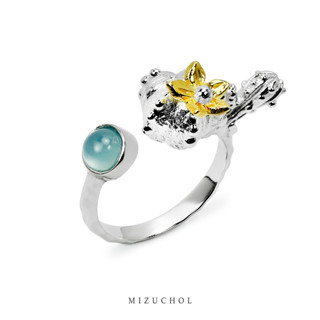 Mizuchol แหวนเงินแท้ประดับหิน Blue Chalcedony แท้ Glamorous Oasis Ring