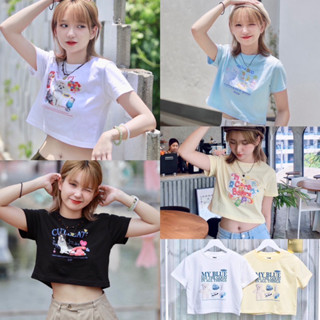 เสื้อครอป เสื้อยืดครอป ลายน่ารัก ทรงน่ารัก set 1