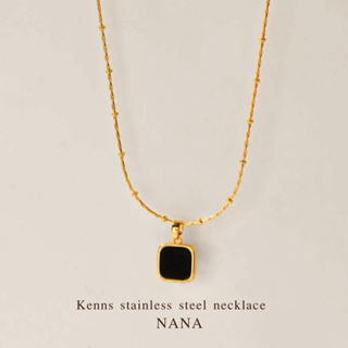 Kenns stainless steel necklace สร้อยสแตนเลสจี้สีเหลี่ยมสีดำ