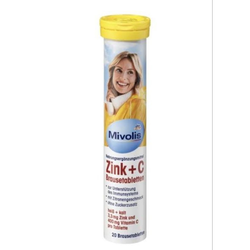 Mivolis วิตามิน Zink + C เม็ดฟู่ Brausetabletten 20 St