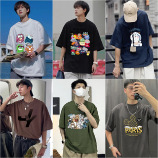 MMZA1 ใหม่ เสื้อยืดลายสกรีนเท่ๆลายคมชัดผู้ชาย oversize แฟชั่นเกาหลี สไตล์สปอต มีให้เลือก6สี ผ้าฝ้ายนิ่มทรงหลวม