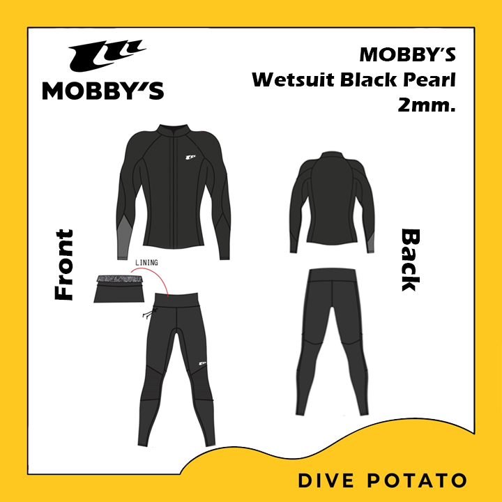 Mobby's Ready Made Wetsuit 2 pieces Black Pearl 2mm. จากแบรนด์ Mobby's (Set)