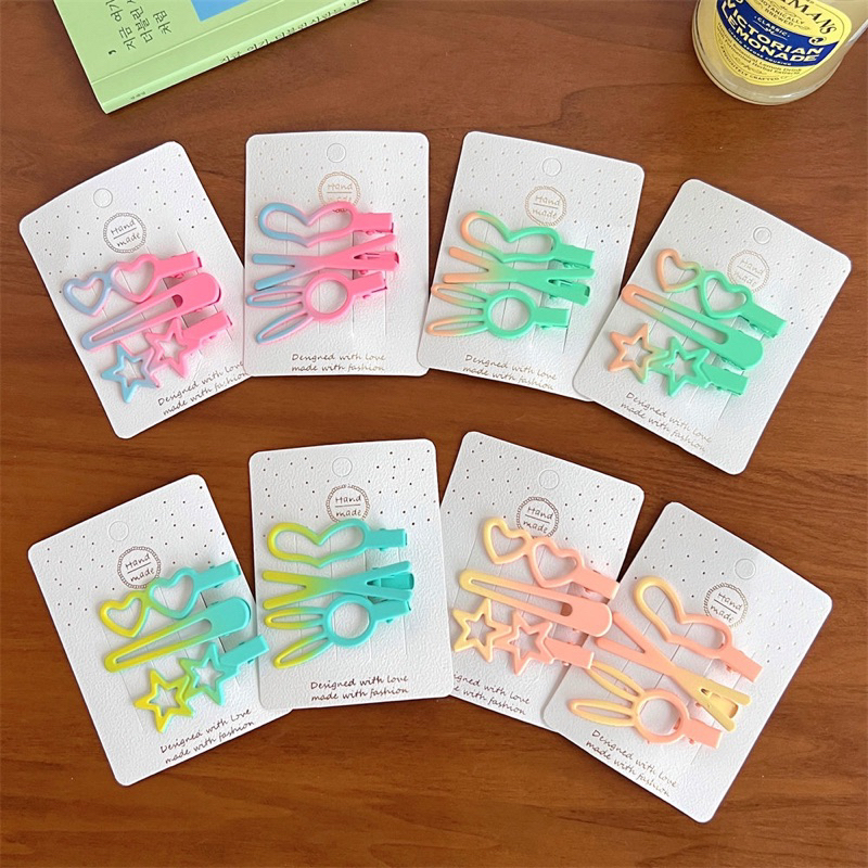 Cute 051 กิ๊บติดผม กิ๊บหนีบผมสีพาสเทลไล่สี แฟชั่น สไตล์เกาหลี 3 ชิ้น / ชุด