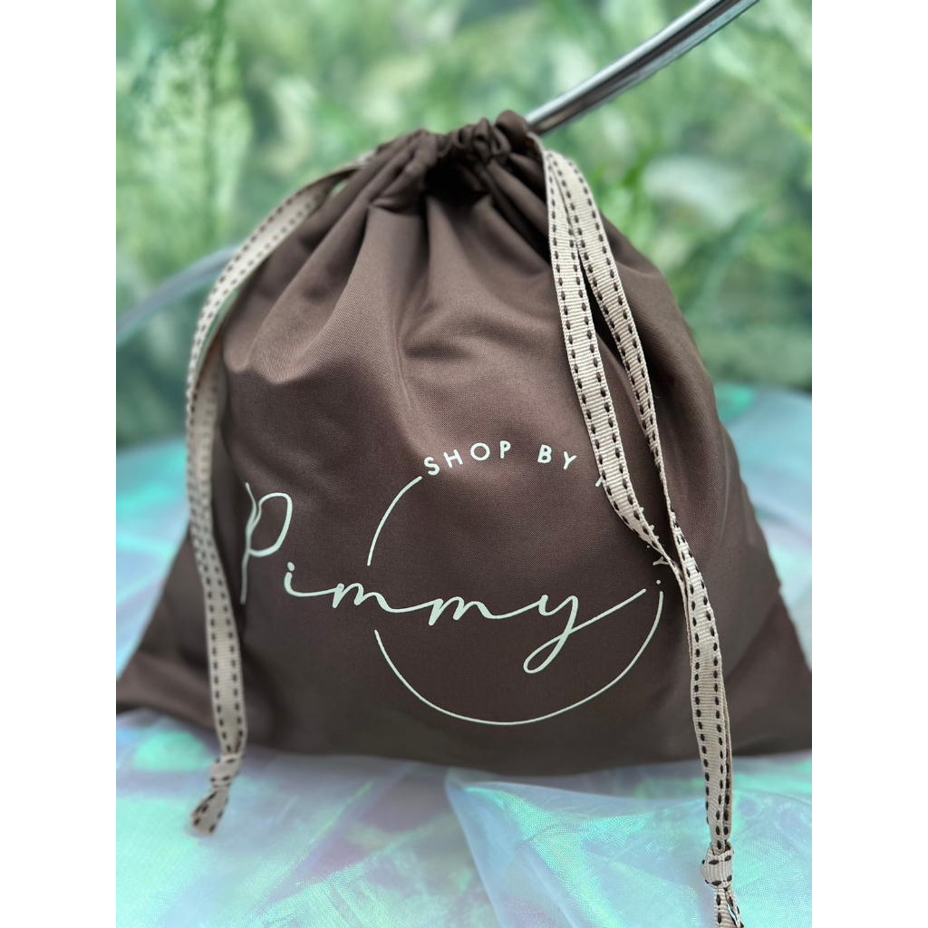 ถุงผ้า Shop by Pimmy  (Size G) สีน้ำตาล  ขนาด สูง 16" x กว้าง 14"