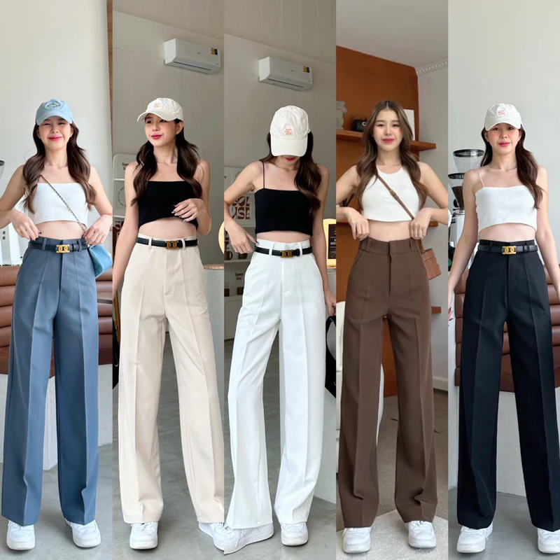 ขากระบอกกลางผ้าA80งานซิปหน้าตะขอหน้า✨⛅️🧸