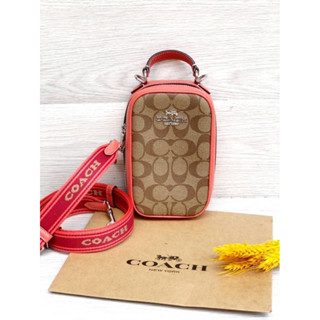 Coach Eva Phone Crossbody  สีส้มสายสปอร์ต