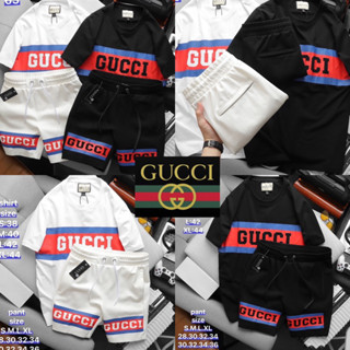 ชุดเซท Gucci 🖤🤍❤️ เสื้อยืด + กางเกงขาสั้น 🩳 Hiend 1:1 cotton💯ส่งจากไทย 🇹🇭 ร้านค้าจัดส่งไว