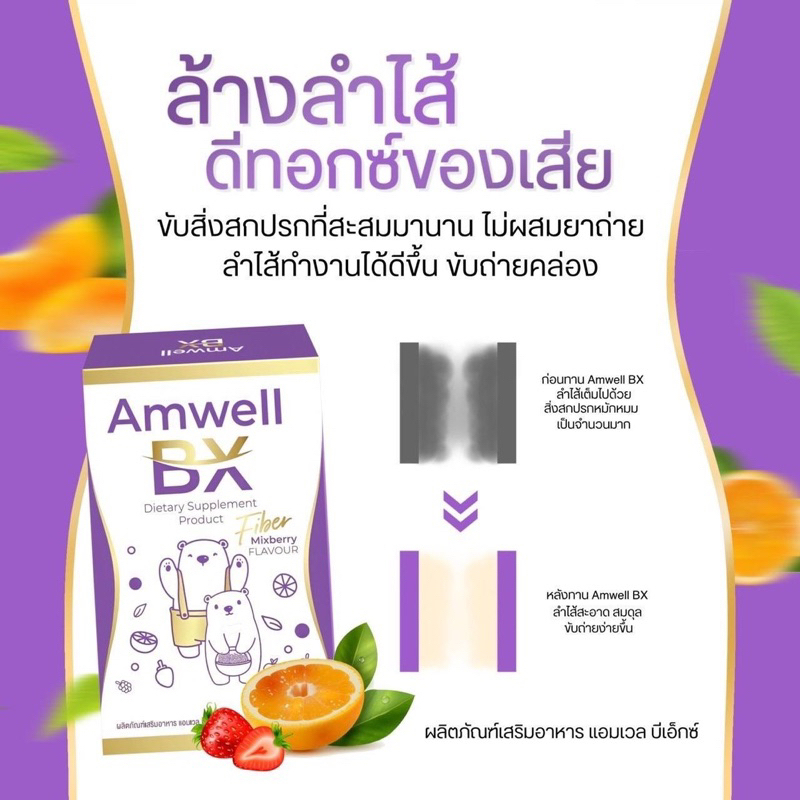 ดีท็อกลูกหมี ไฟเบอร์ลูกหมี 🐻‍❄️ ทานหลังมื้ออาหารหนัก ทะลวงหมดไส้ ไม่มีตกค้าง Amwell BX Fiber Mixberry🐻‍❄️ ของแท้ 💯% - รูปที่ 4
