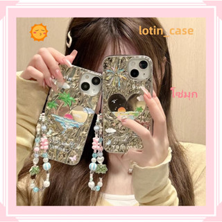 🎁ส่งของขวัญ🎁เคสไอโฟน สำหรับ 11 13 for iPhone Case 14 12 Pro Max น่าสนใจ พระอาทิตย์ตก โซ่มุก กันกระแทก ปกป้อง เคสโทรศัพท์