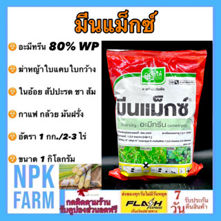 มีนแม็กซ์ ขนาด 1 กิโลกรัม อะมีทรีน 80%wp ผง อามีทรีน เจียไต๋ กำจัดหญ้า ใบแคบ ใบกว้าง ใน อ้อย ส้ม ชา กาแฟ มันฝรั่ง กล้วย