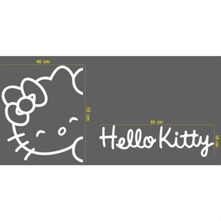 สติกเกอร์ ตัด ไดคัท หน้า Kitty สำหรับติดขอบประตูรถ และคำว่า Hello Kitty ขนาดและแบบตามภาพตัวอย่าง (PVC กันน้ำทนแดด)