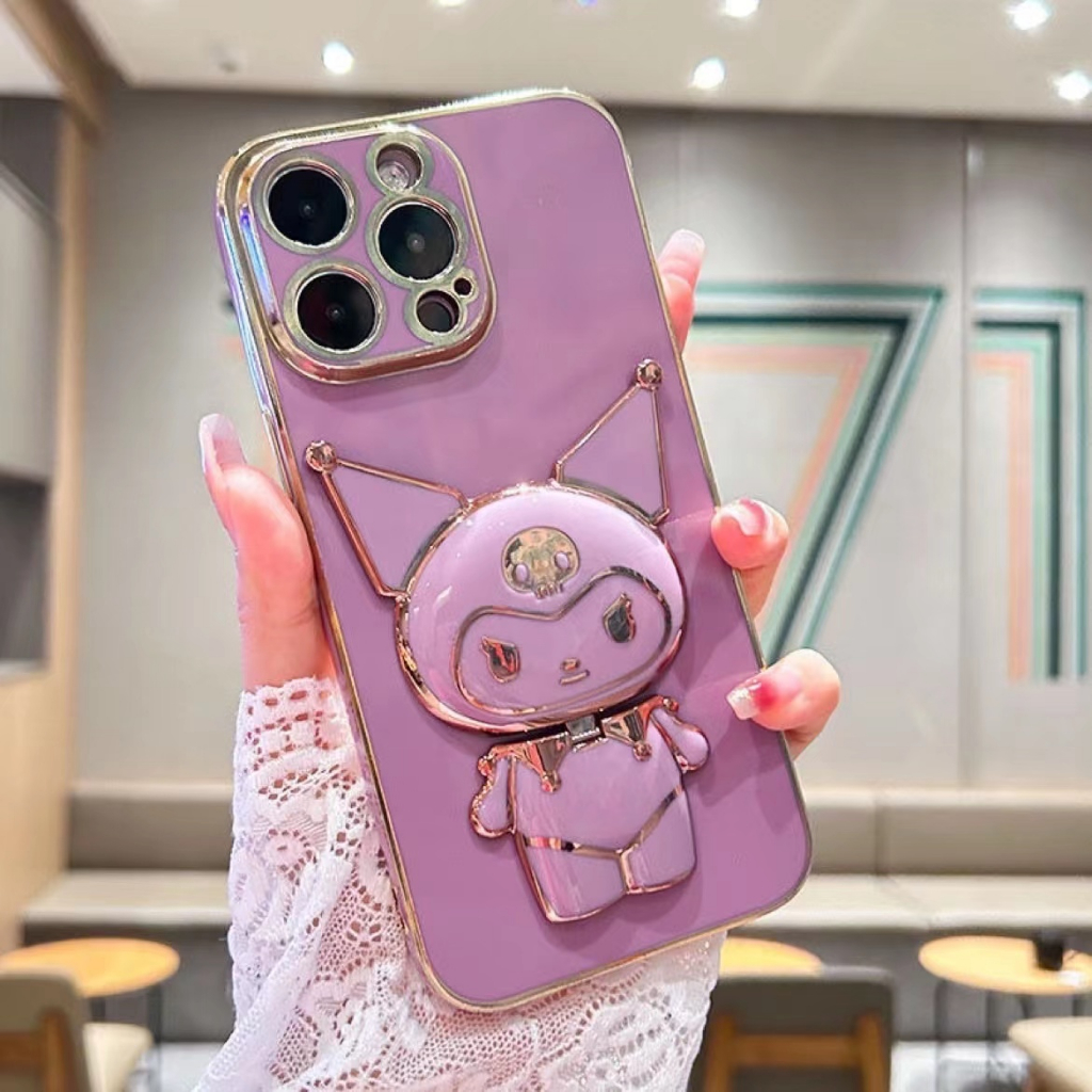 เคส ขาตั้งคุโรมิ มีกระจก สำหรับ Realme  C51 c53 c55 c33 5 5i c3 6i c11 2021 9i realme 9i ส่งจากไทยค่ะ - รูปที่ 3