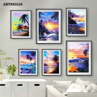 Artskills (พร้อมส่ง) ภาพระบายสีตามตัวเลข แบบขึงเฟรมไม้ งานศิลปะ DIY painting by numbers ภาพสวยๆ ทิวทัศน์ธรรมชาติ วิวทะเล ชุดที่ 3 22644