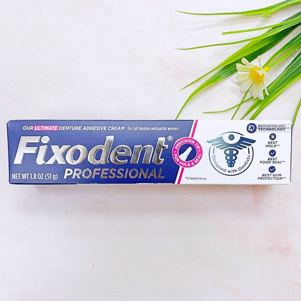 [Fixodent®] Professional Ultimate Denture Adhesive Cream 1.8 oz ฟิกโซเดนท์ ครีมติดฟันปลอม ครีมกาวติดฟันปลอม