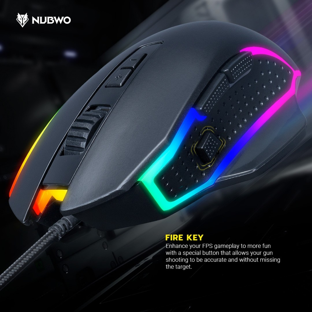 [กรุงเทพฯ ด่วน 1 ชั่วโมง] เมาส์มาโคร NUBWO NM-90M2 Macro Mouse USB สีดำ ประกันศูนย์ไทย