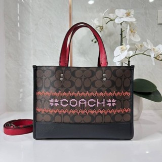 ส่งฟรี🔥 กระเป๋าถือ สะพายข้าง coach สีน้ำตาล แดง ใบใหญ่ ใส่ของได้เยอะ ผู้หญิง