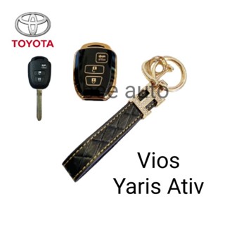 เคสกุญแจรีโมทรถยนต์ Tpu สําหรับ รถรุ่น Toyota Vios  Yaris Ativพร้อมพวงกุญแจ3ปุ่ม